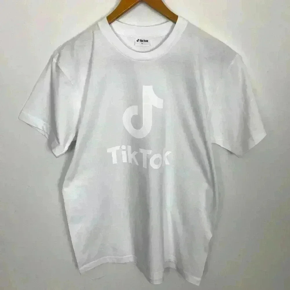 Tik Tok Unisex White Large Short Sleeve T-Shirt